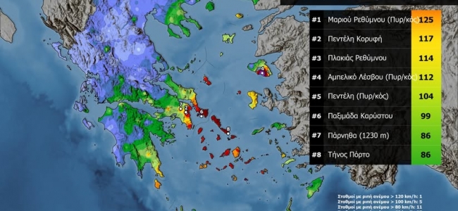 Πολύ θυελλώδεις άνεμοι σήμερα στο Αιγαίο και στην Κρήτη