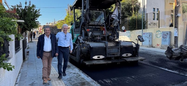 Αυτοψία στα έργα των ασφαλτοστρώσεων από τον Δήμαρχο Ηρακλείου Αλέξη Καλοκαιρινό