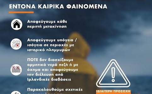 Έντονα καιρικά φαινόμενα έως την Πέμπτη στο Μαλεβίζι