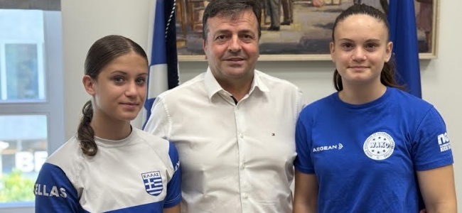 Συνάντηση του Αντιπεριφερειάρχη Ηρακλείου Νίκου Συριγωνάκη με τις Πρωταθλήτριες Μαριεύα και Χριστίνα Λέων
