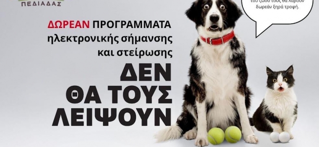 Δωρεάν κτηνιατρική δράση του Δήμου Μινώα Πεδιάδας για ευάλωτες κοινωνικές ομάδες και κτηνοτρόφους- Από 31 Ιουλίου έως 4 Αυγούστου