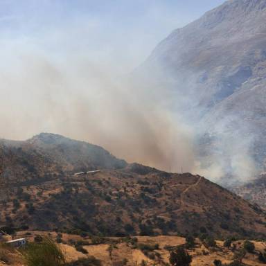 Υπό μερικό έλεγχο η φωτιά στην Περδικοκορυφή Γόρτυνας